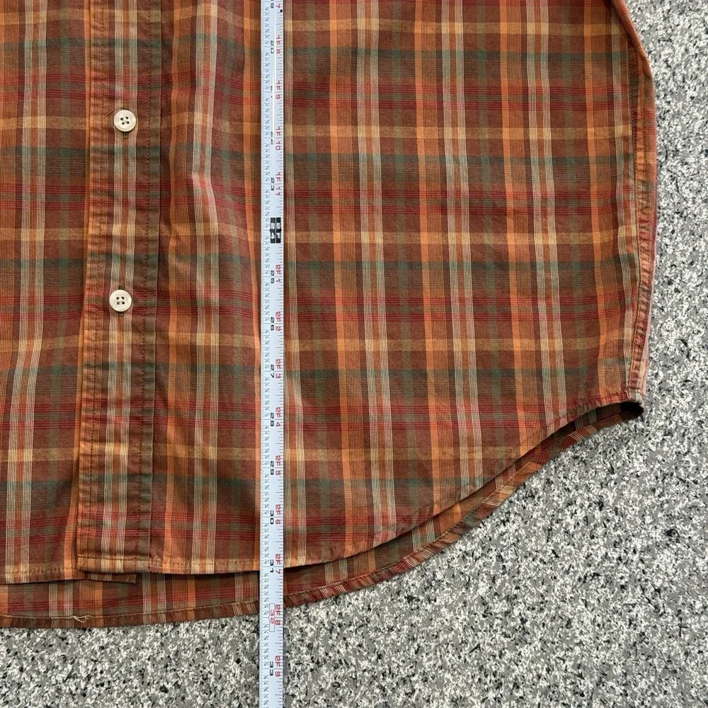 Vintage Banana Republic Shirt Mens M Button Up Long Sleeve Plaid Orange